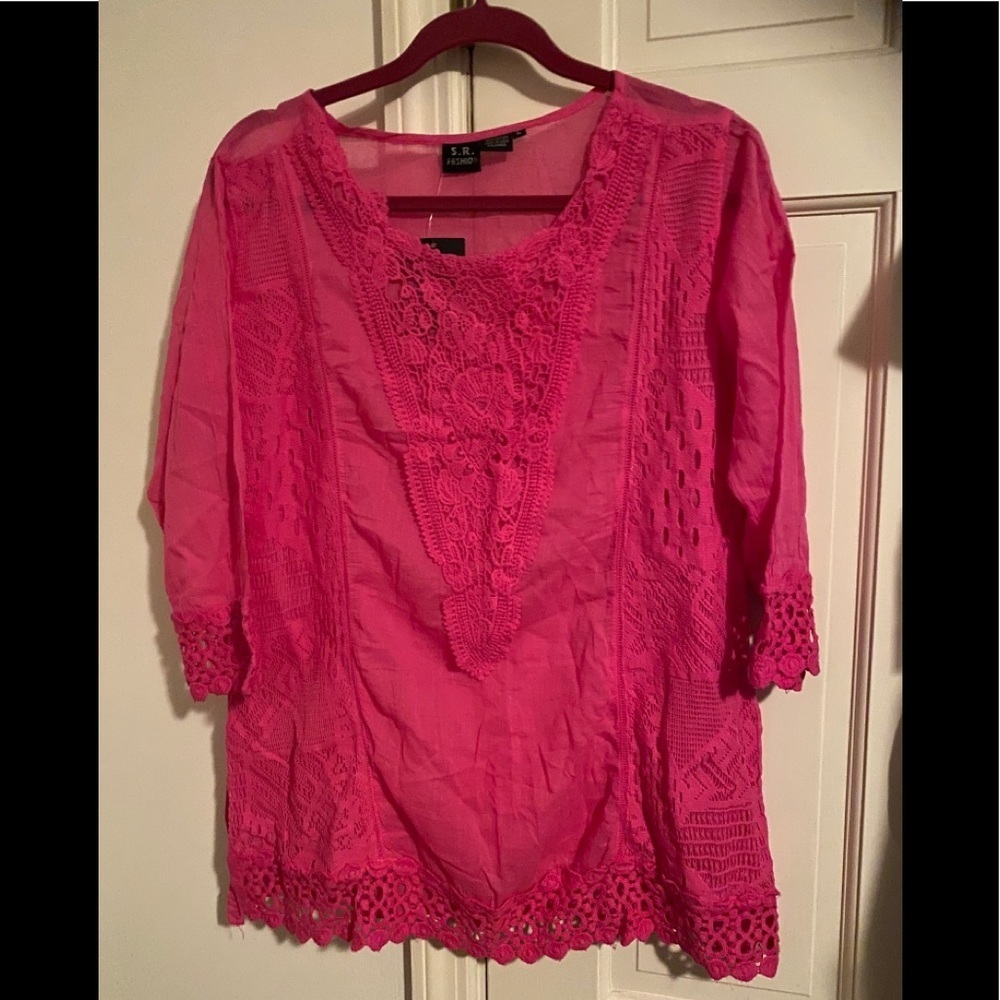 S.R.Fashion Swimsuit Cover-Up PINK Size Large NWT